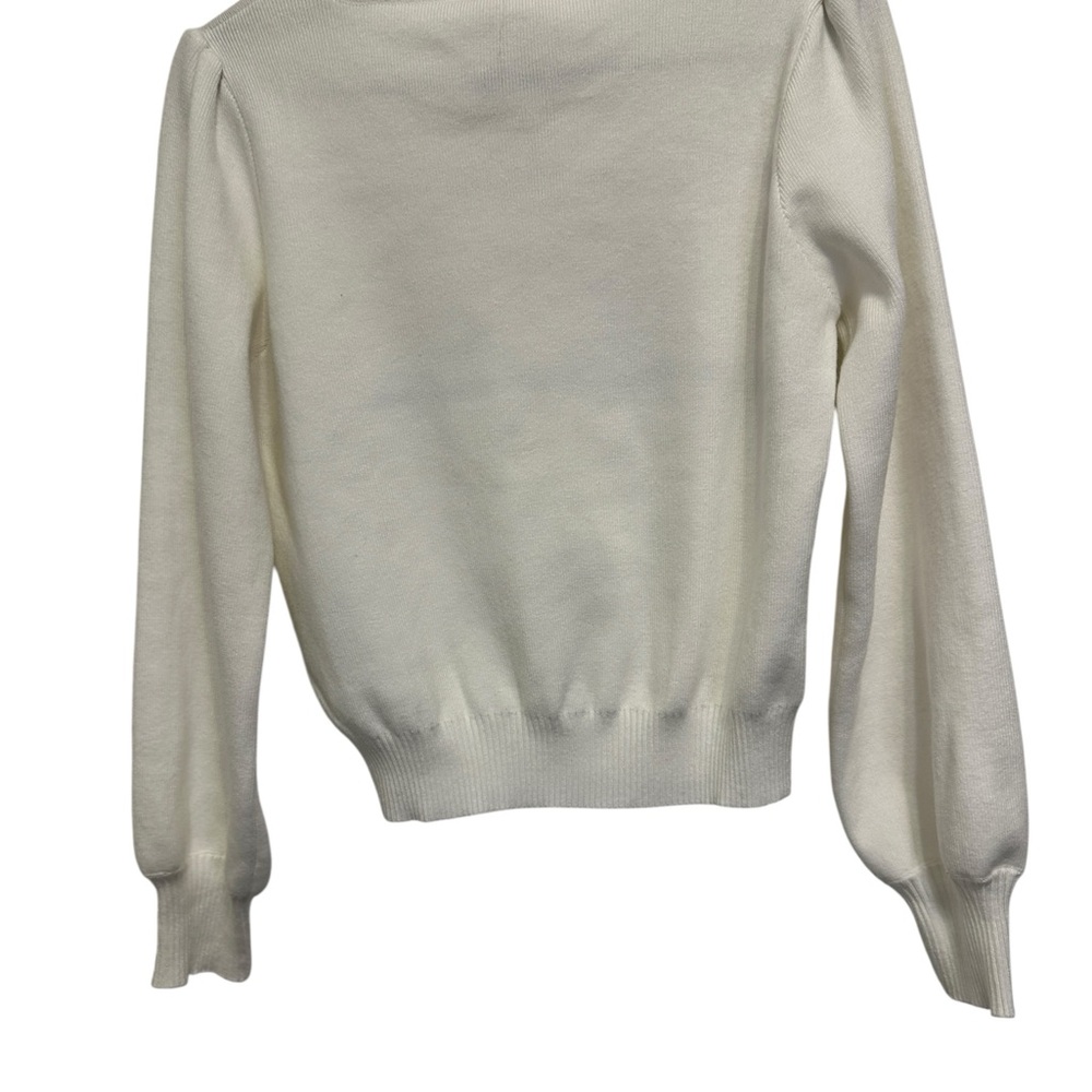 ME Makeover Essentials Cream Sweater with Bow‎ Accent - Picture 3 of 6